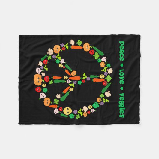 Kawaii Vegetables Peace Sign Funny Gift For Vegeta Fleecedecke (Vorderseite (Horizontal))