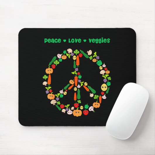 Kawaii Vegetables Peace Sign Funny Gift For Vegeta Mousepad (Mit Mouse)