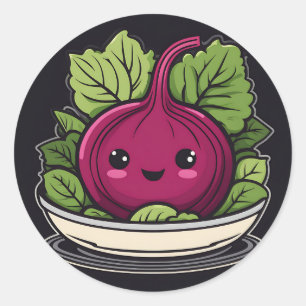 Kawaii Veggie Salad Beet Runder Aufkleber