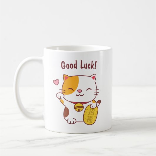 Kawaii Viel Glück Cat Japanisch Maneki Neko Kaffeetasse (Links)