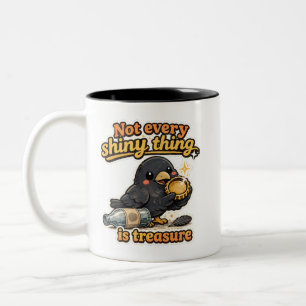 Kawaii Vintage-Krähenillustration mit weisen Worte Zweifarbige Tasse