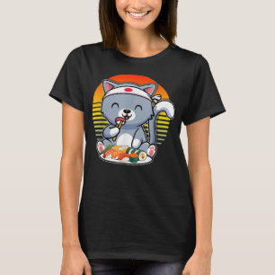 Kawaii Vintage Stil Japanische Ramen Katze T-Shirt