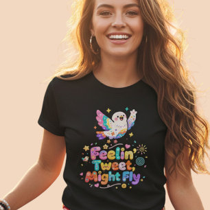 Kawaii-Vogel, der sich tweetend fühlt, könnte flie T-Shirt