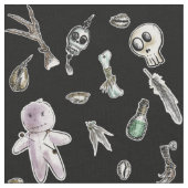Kawaii-Voodoo-Wiederholmuster Stoff (Nahaufnahme)