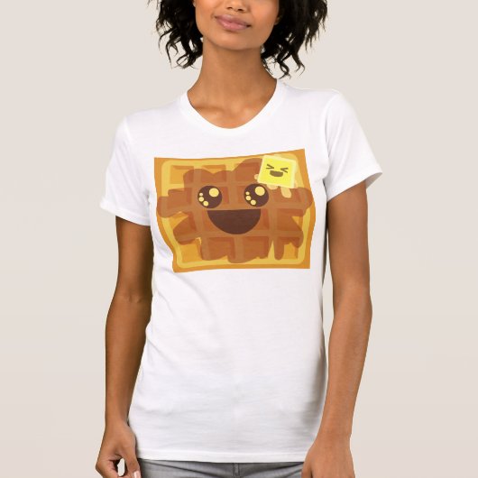 kawaii Waffelbutter Ahornsirup Frühstück T-Shirt (Vorderseite)