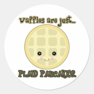 Kawaii Waffeln sind nur karierte Pfannkuchen Runder Aufkleber