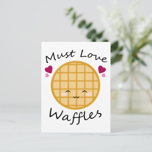 Kawaii Waffle Postkarte (Stehend Vorderseite)