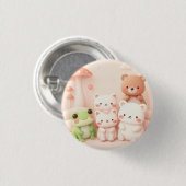 Kawaii Wald Freunde Bär Frosch und Hase Kinderzimm Button (Vorne & Hinten)