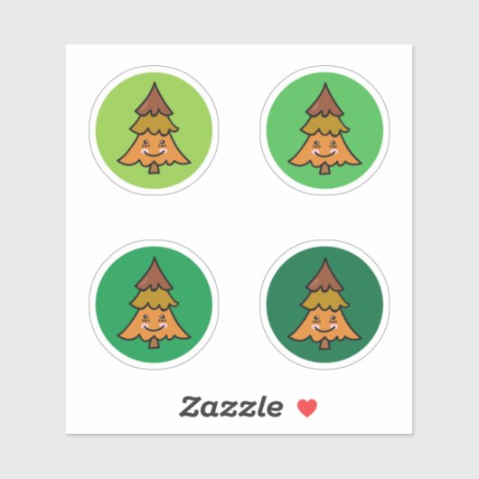 Kawaii-Waldbaum-Sticker Herbstfarben Aufkleber (Blatt)