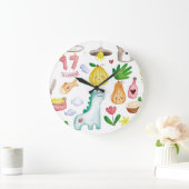 Kawaii Wasserfarbdoodles, Aufkleber fertig. Große Wanduhr (Zuhause)