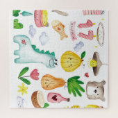 Kawaii Wasserfarbdoodles, Aufkleber fertig. Puzzle (Horizontal)