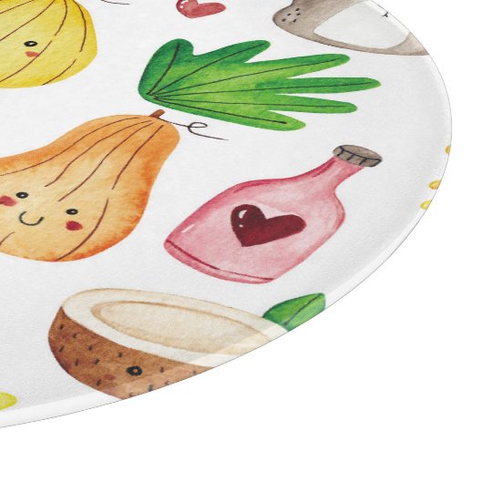 Kawaii Wasserfarbdoodles, Aufkleber fertig. Schneidebrett (Ecke)