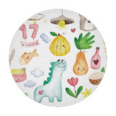 Kawaii Wasserfarbdoodles, Aufkleber fertig. Schneidebrett (Vorderseite)