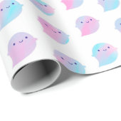 Kawaii Wasserfarbe-Geister (Unicorn) Geschenkpapier (Rolleneckpunkt)