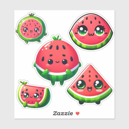 Kawaii Wassermelone Aufkleber (Blatt)