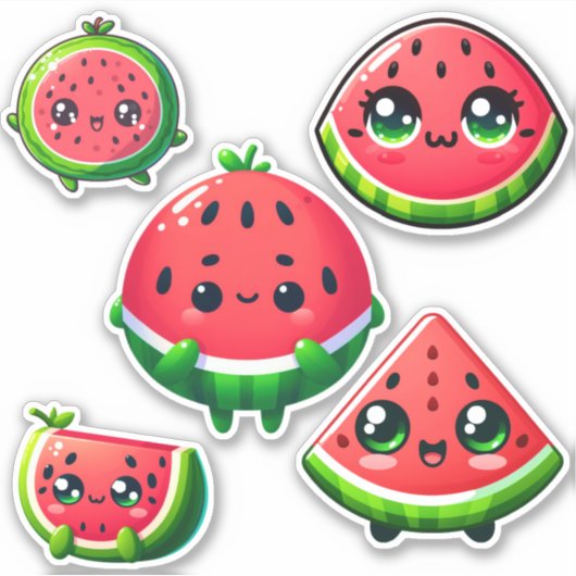 Kawaii Wassermelone Aufkleber (Vorderseite)