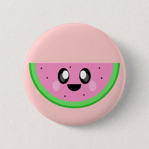 Kawaii Wassermelone niedliche Happy Gesichtsausdru Button