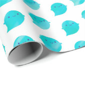 Kawaii Watercolor Ghosts (Ozean) Geschenkpapier (Rolleneckpunkt)