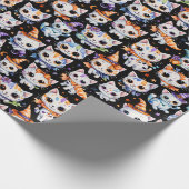 Kawaii Watercolor Halloween Witch Kittens Geschenkpapier (Ecke)