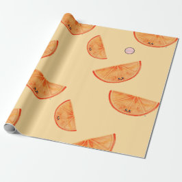 Kawaii Watercolor Orange Geschenkpapier