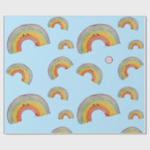 Kawaii Watercolor Rainbow Geschenkpapier (Flach)