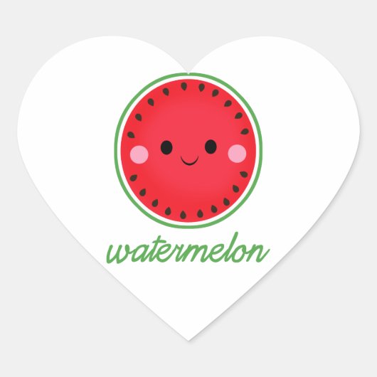 Kawaii Watermelon Herz-Aufkleber (Vorderseite)