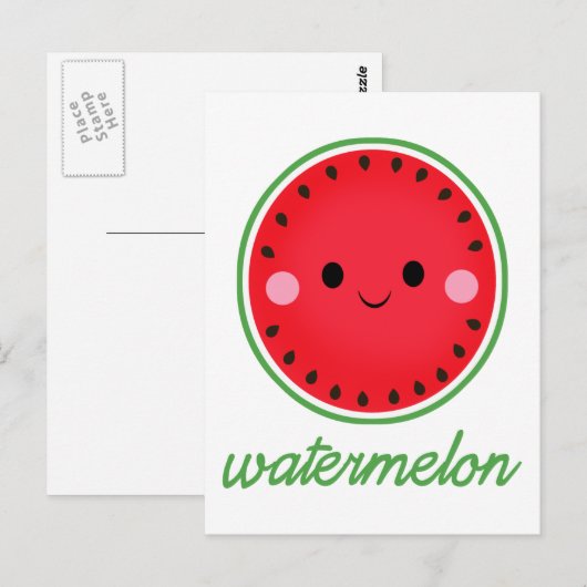 Kawaii Watermelon Postkarte (Vorne/Hinten)