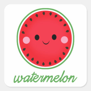 Kawaii Watermelon Quadratischer Aufkleber