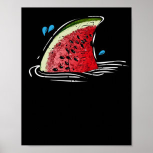 Kawaii Watermelon Shark Fin Familie Sommerurlaub Poster