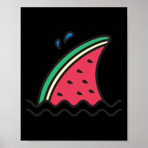 Kawaii Watermelon Shark Fin Funny Family Sommer VK Poster