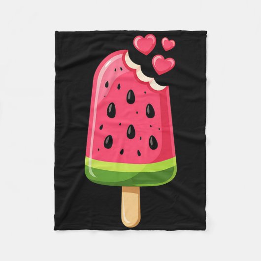 Kawaii Watermelon Slice Popsicle Summer Vacation F Fleecedecke (Vorderseite)