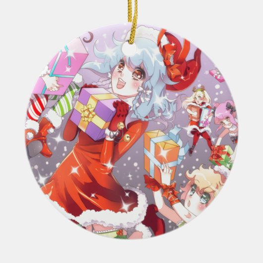 Kawaii Weihnachten Keramikornament (Vorne)