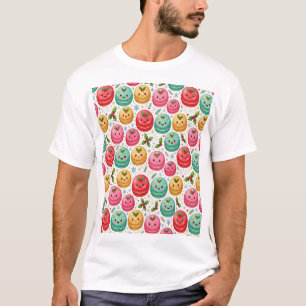 Kawaii Weihnachts-Macarons-Muster T-Shirt