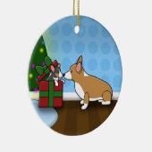 Kawaii Weihnachtscorgi-Welpen-Geschenk-Verzierung Keramikornament (Rechts)