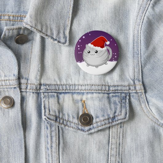 Kawaii Weihnachtsgraue Tabby-Miezekatzekatze Button (Beispiel)