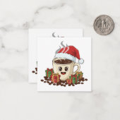 Kawaii Weihnachtskaffee Weihnachtsmannmütze Mitteilungskarte (Vorderseite/Rückseite Beispiel)