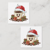 Kawaii Weihnachtskaffee Weihnachtsmannmütze Mitteilungskarte (Vorne/Hinten)