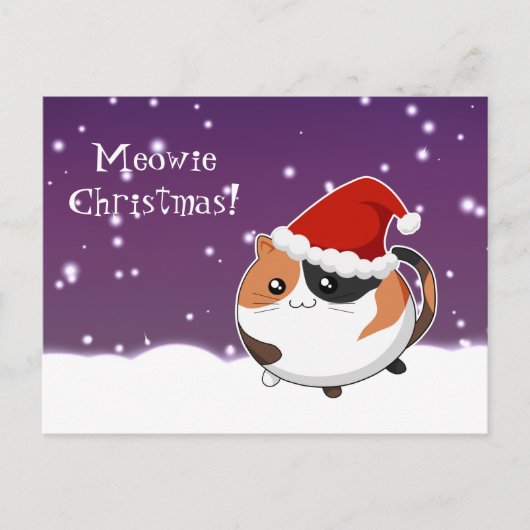 Kawaii Weihnachtskaliko-Miezekatzekatze Feiertagspostkarte (Vorderseite)