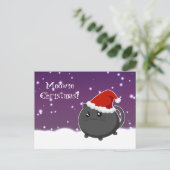 Kawaii-Weihnachtskatze Feiertagspostkarte (Stehend Vorderseite)