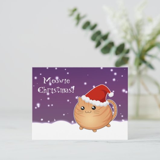 Kawaii-Weihnachtskatze Feiertagspostkarte (Stehend Vorderseite)