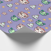 Kawaii Weihnachtskatzen & Sternen Umschlagpapier Geschenkpapier (Ecke)