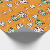 Kawaii Weihnachtskatzen & Sternen Umschlagpapier Geschenkpapier (Ecke)