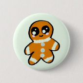 Kawaii Weihnachtslebkuchen-Mann Button (Vorderseite)