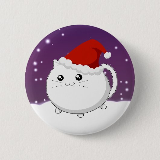 Kawaii WeihnachtsMiezekatzekatze Button (Vorderseite)