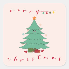 Kawaii Weihnachtssticker Quadratischer Aufkleber