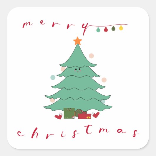 Kawaii Weihnachtssticker Quadratischer Aufkleber (Vorderseite)