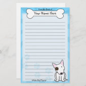 Kawaii weißes Bullterrier-Briefpapier (mit Stelle) Briefpapier (Vorne/Hinten)