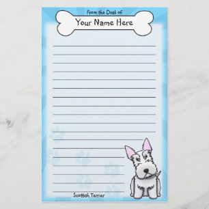 Kawaii weißes Scottish-Terrier-Briefpapier Briefpapier