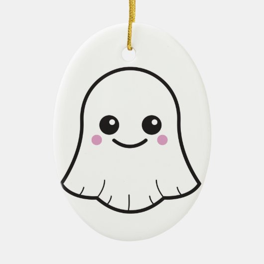 Kawaii Weißgeist Keramik Ornament (Vorne)
