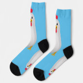Kawaii Weißhühnchen / Rooster Socken (Linkes Detail)